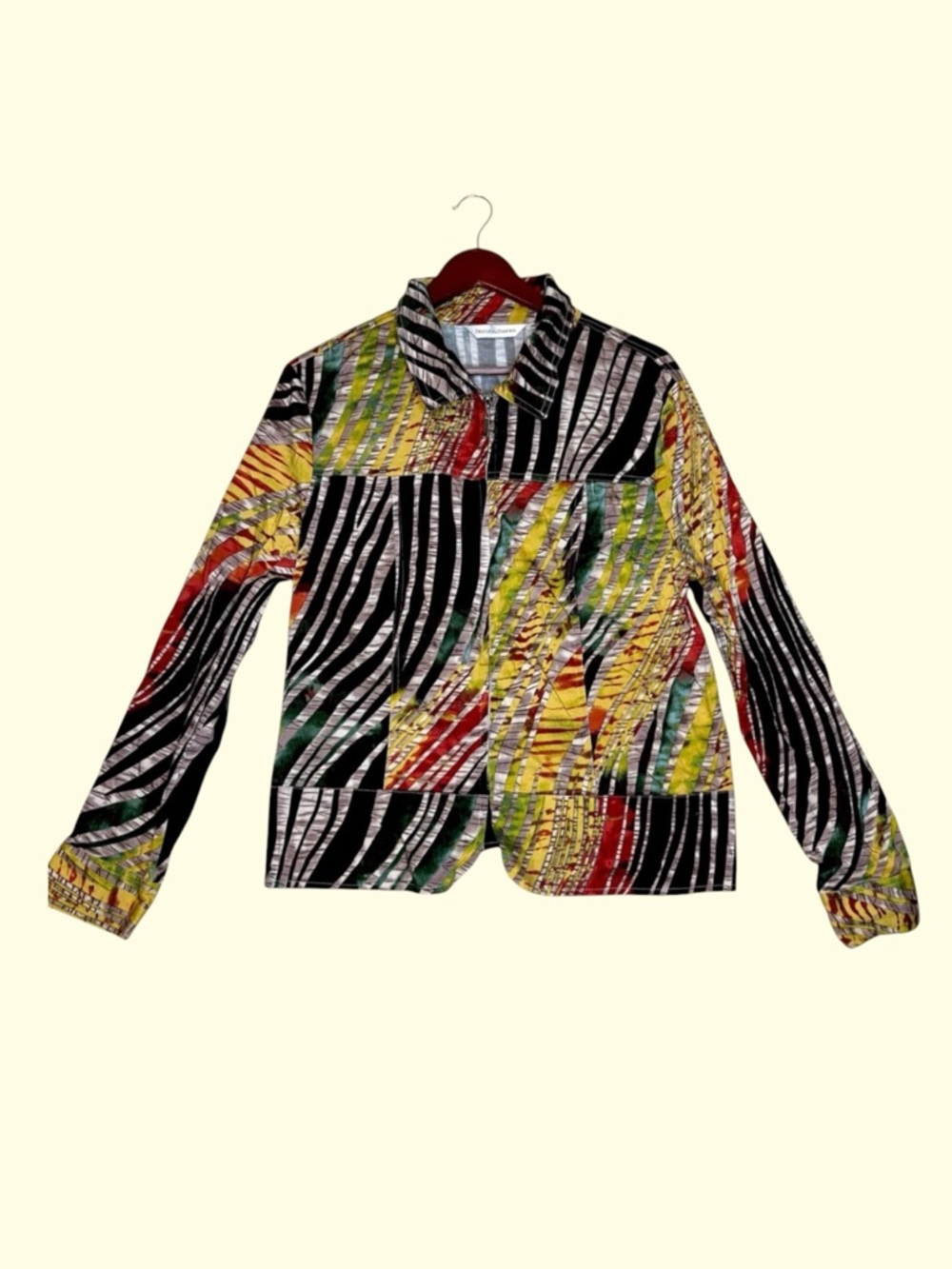 Drapers & Damons Womens XL Jacket Geometric Print Art to Wear Artsy Safari